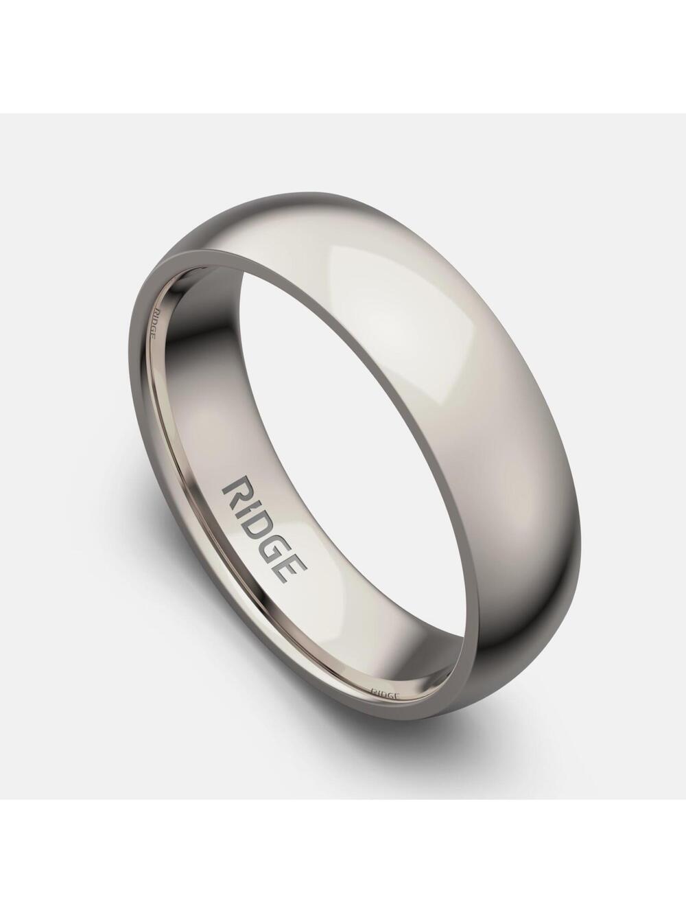 Ridge Silver Platinum Tantalum 6mm Rounded Ring Wedding Band Size 8.5/10 NEW